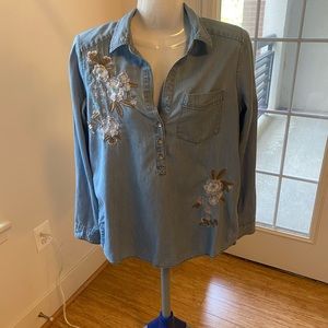 Express Embroidered Denim Top